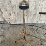 Vintage Golden Metal Stand Ashtray + Magazine Holder France