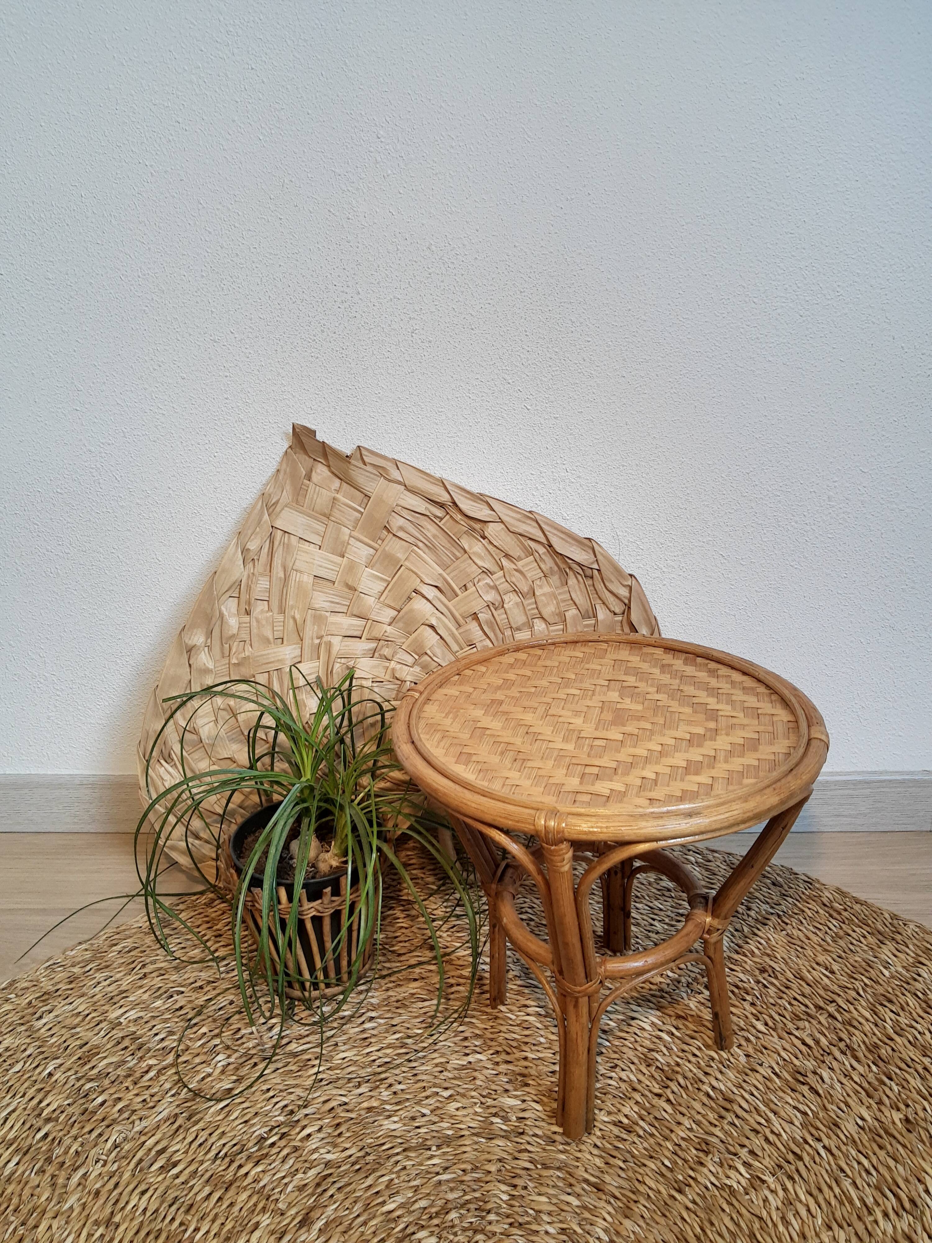 Plant holder in rattan and vintage bamboo