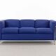 Cassina LC2 3seat Sofa by Charlotte Perriand, Le Corbusier and Pierre Jeanneret in blue fabrics
