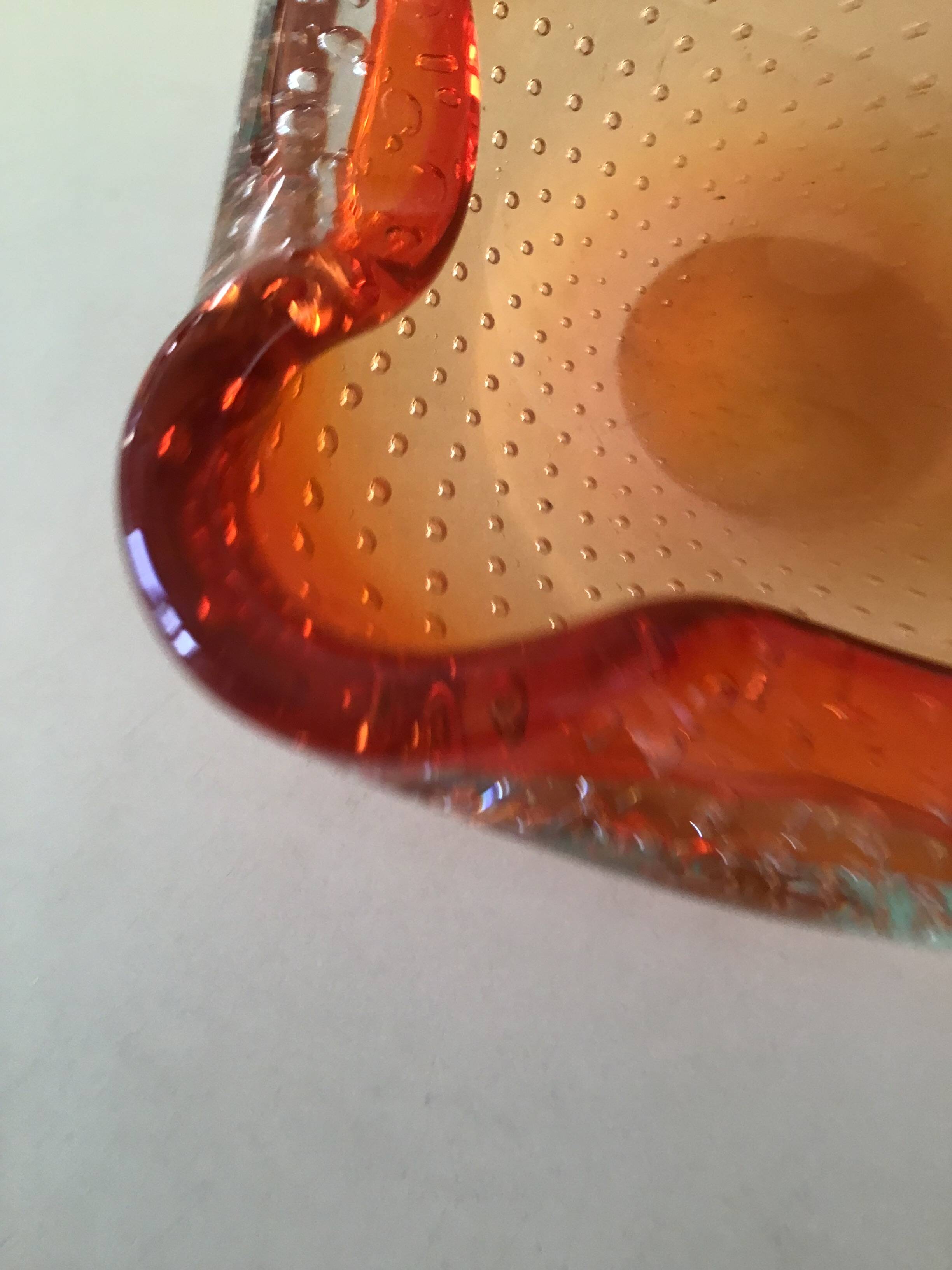 Cendrier en verre de Murano orange