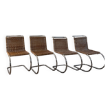 Ensemble de 4 chaises mr10 en rotin de mies van der rohe