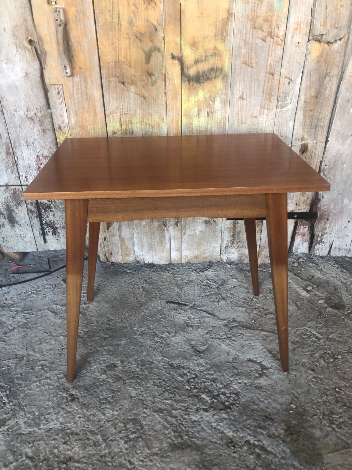 Old scandinavian wooden desk compass feet + drawer 70s vintage