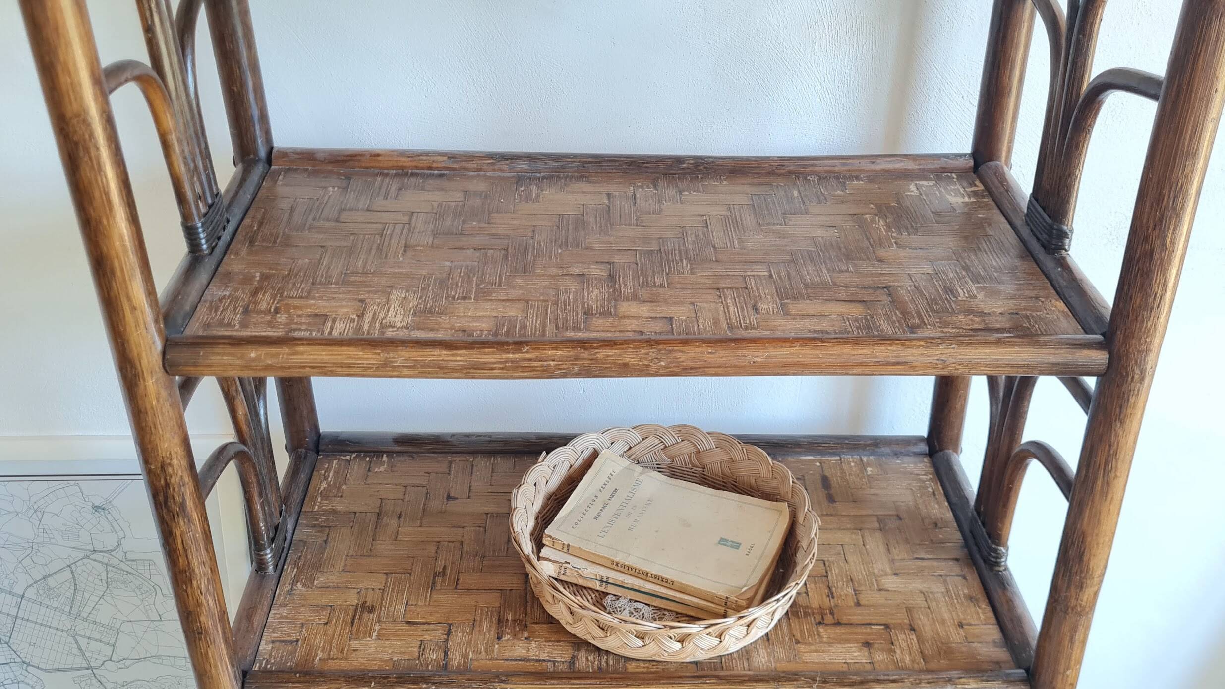 Vintage rattan library from the 70s