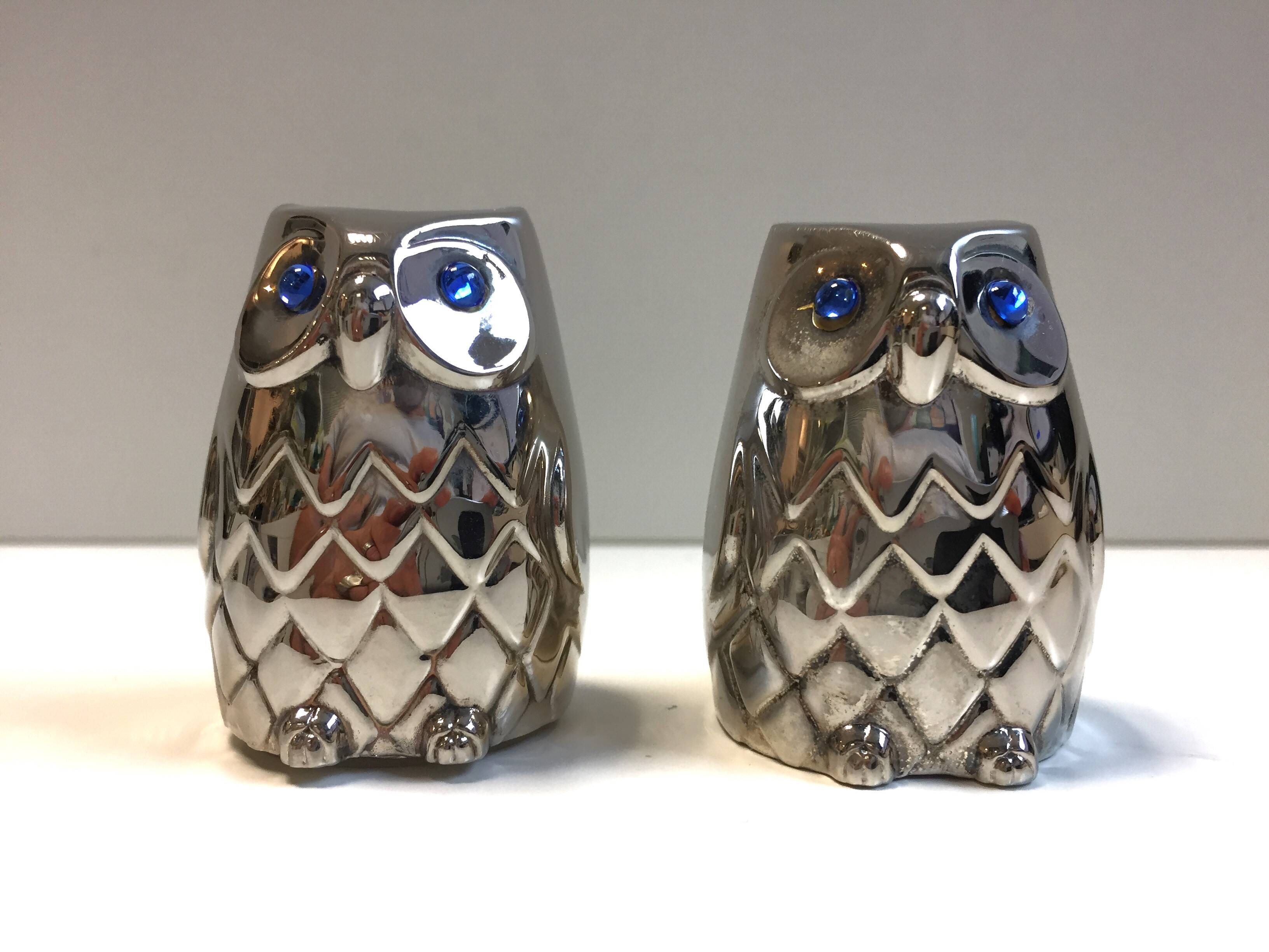 Atypique Salière & Poivrier Chouettes Hiboux Collector Plaqué Argent Design