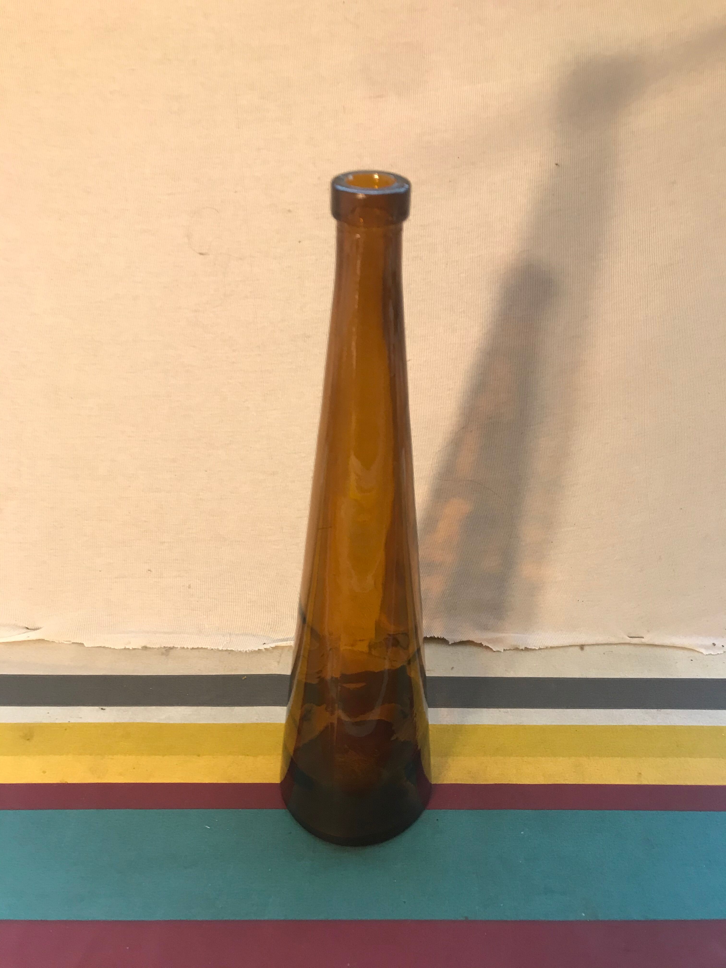 Old Bottle Glass Bottle Blown Bullé Brown Orange Vintage