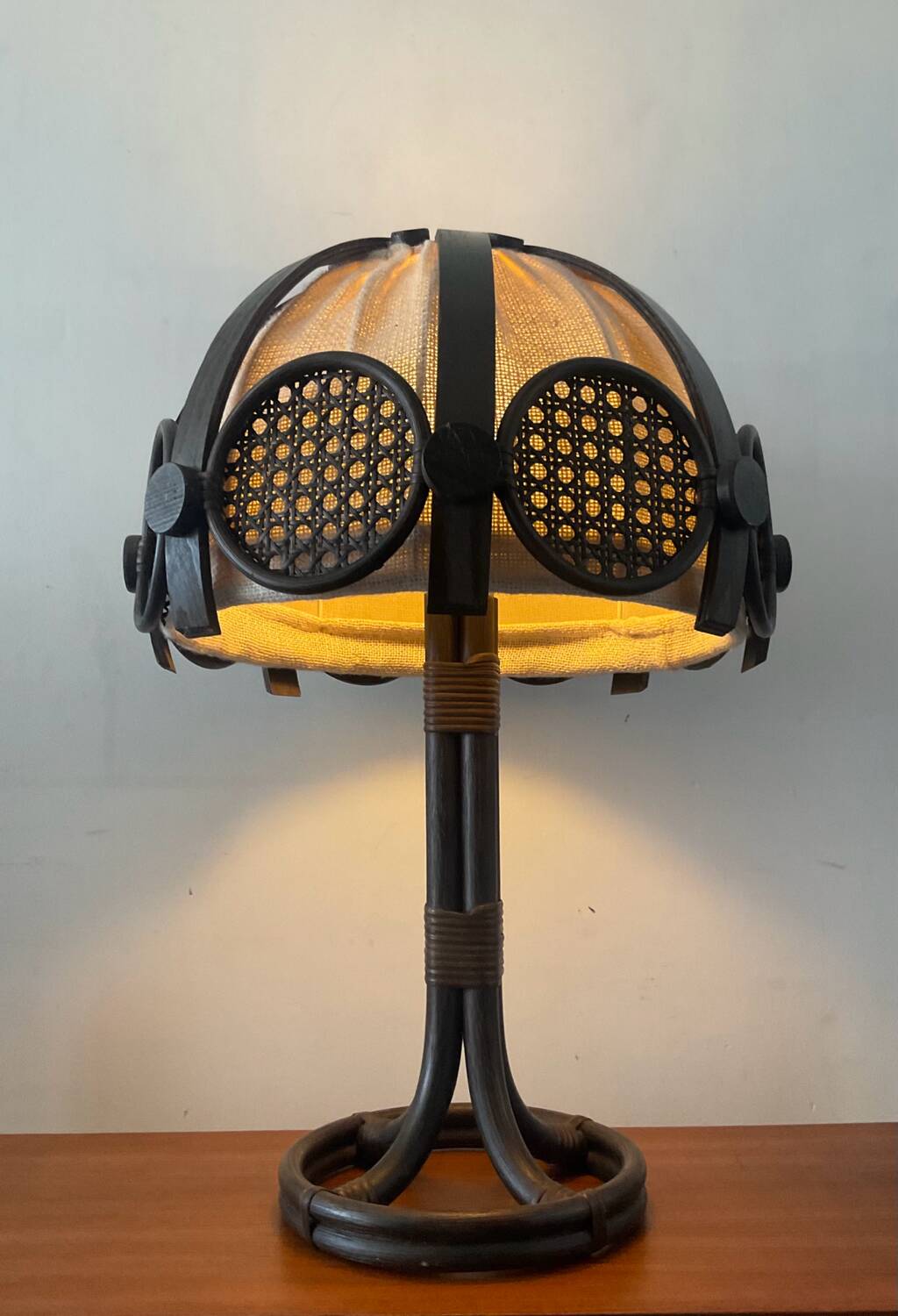 Rattan and cane lamp from the 60s-70s