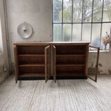 Enfilade de métier en chêne avec portes vitrées