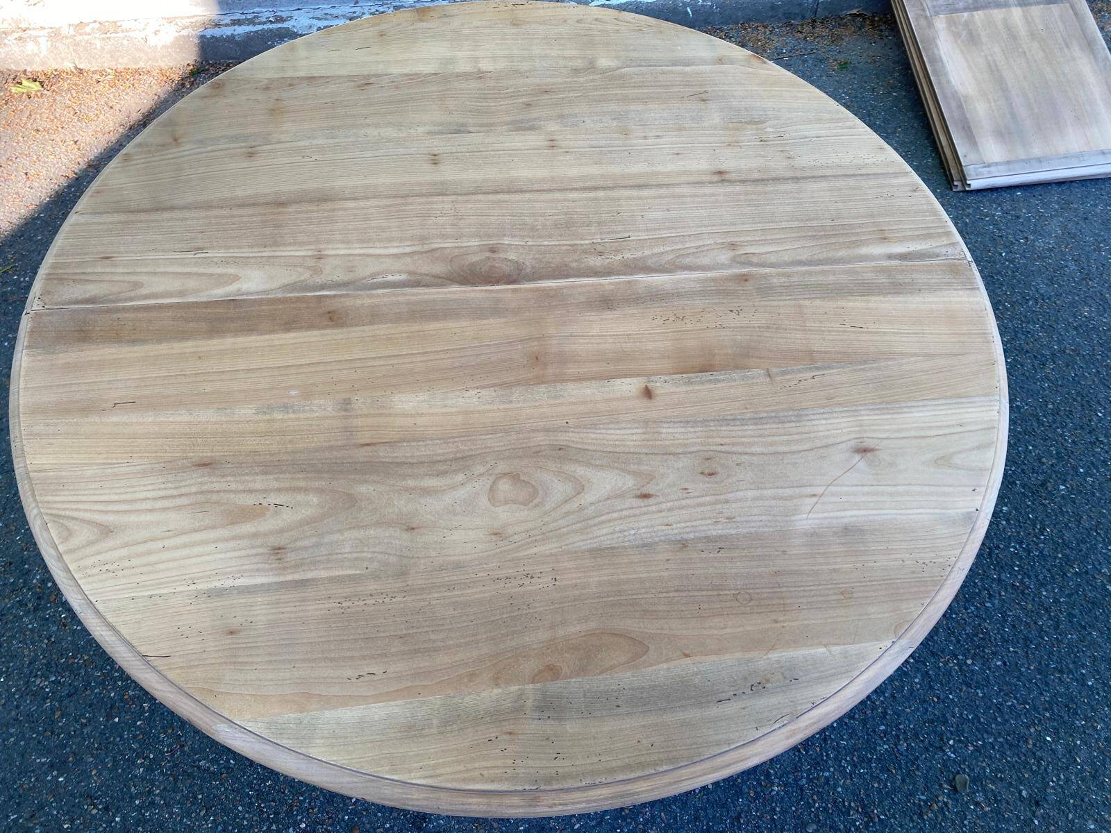 Louis Philippe 19th century extendable round table renovated in solid oak 200cm