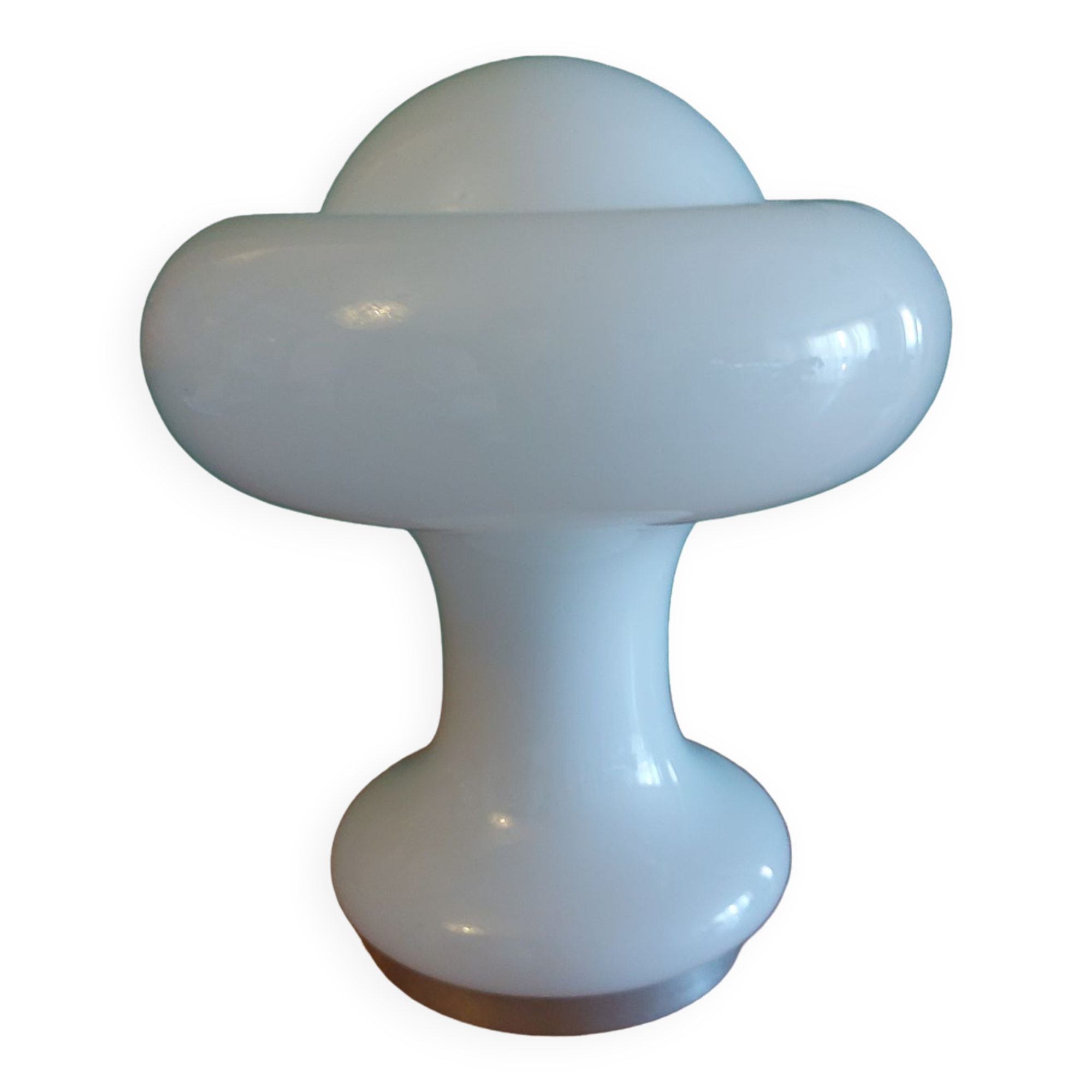 Mushroom lamp peill putzler in white opaline 60'S