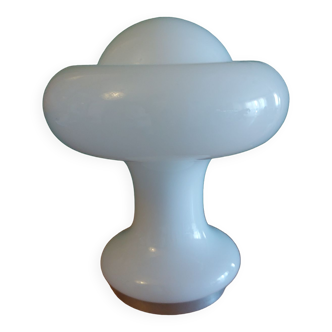 Mushroom lamp peill putzler in white opaline 60'S