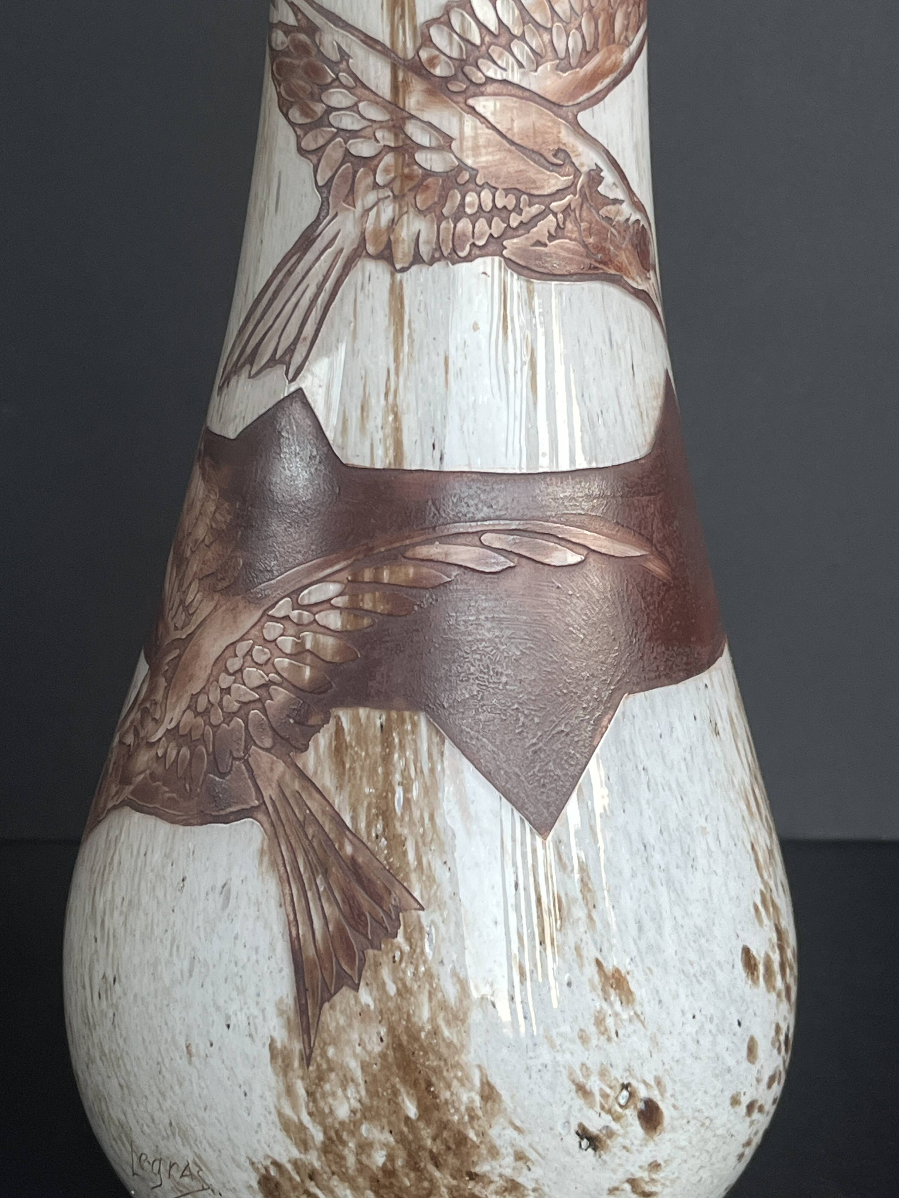 Rare large Legras vase, series 98000