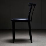 Black leather and steel dining chairs - set of 4