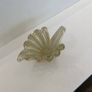 Murano Barovier 'Zebrati' Decor Glass Shell Bowl Hollywood Regency, 1960s