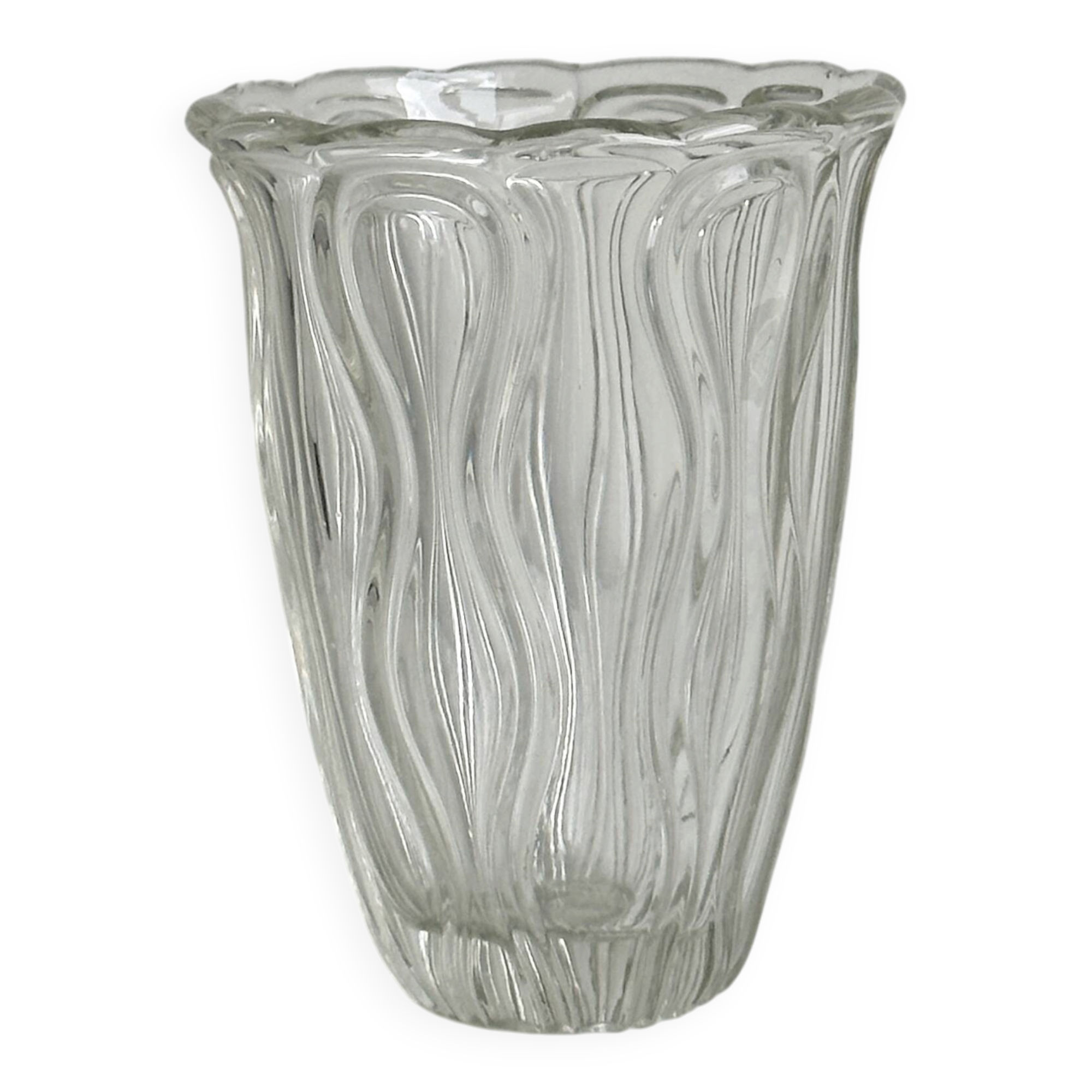 Thick transparent glass vase