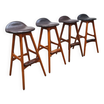 Tabourets de bar vintage en teck design danois OD 61 Erik Buch OD Møbler