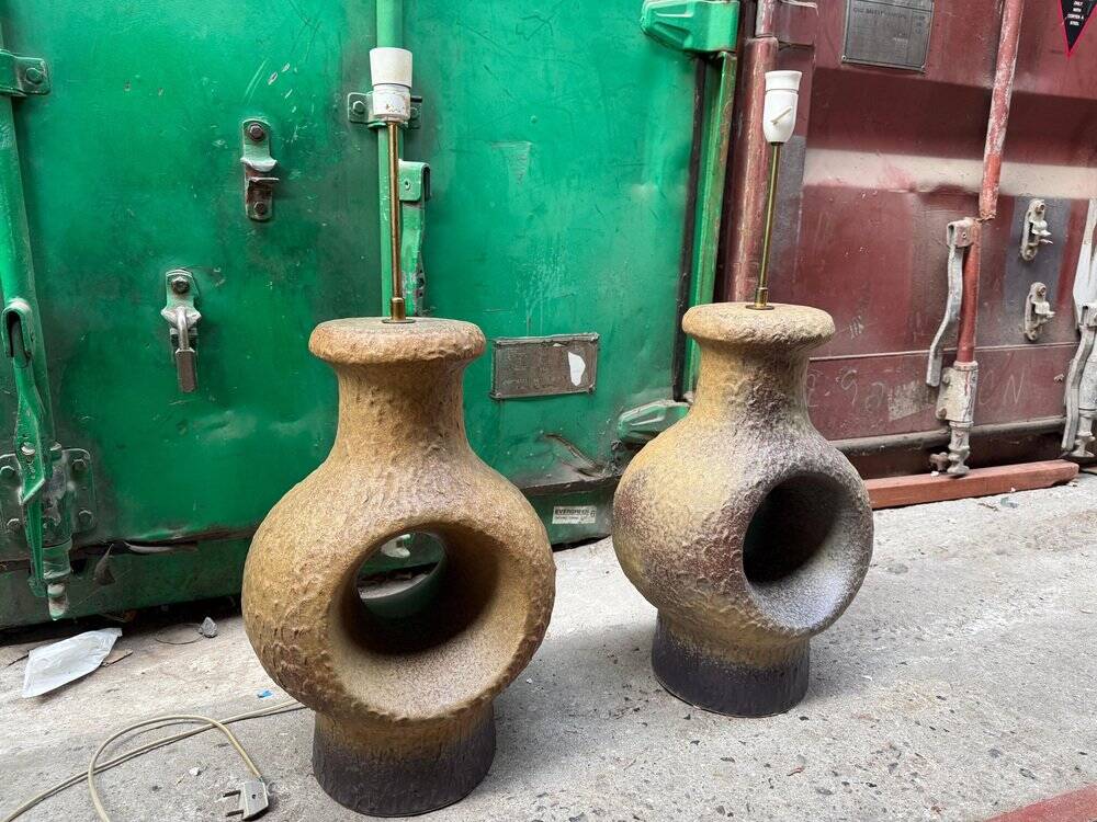 Set of 2 Danish modernist stoneware lamps from the mid-century, 1960s