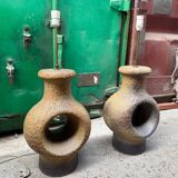 Set of 2 Danish modernist stoneware lamps from the mid-century, 1960s