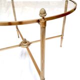 Coffee table brass and round glass design 1960