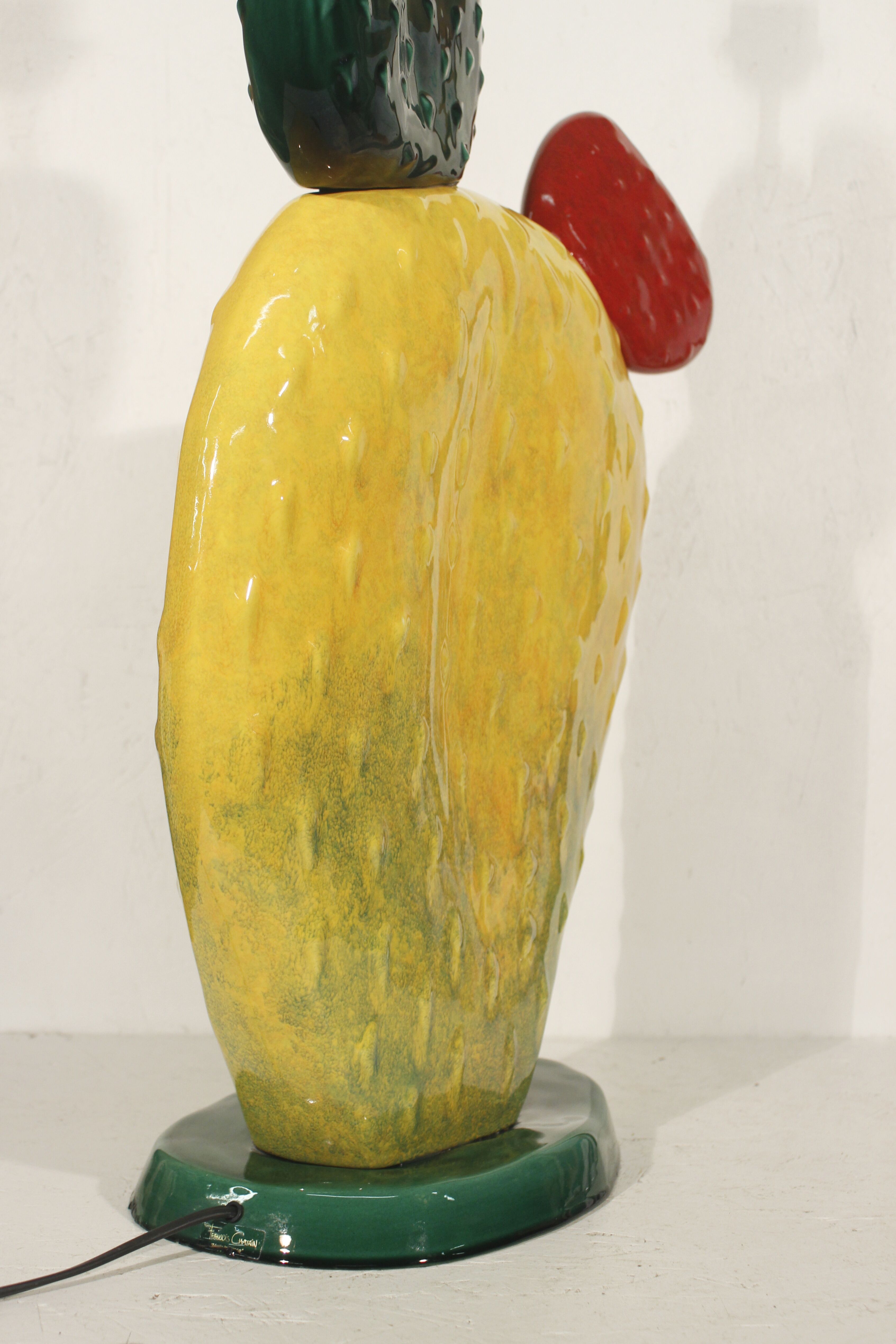Ceramic cactus lamp by François Chatain, France 1990s