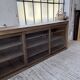 XXL 3m pine and oak display cabinet with glass doors