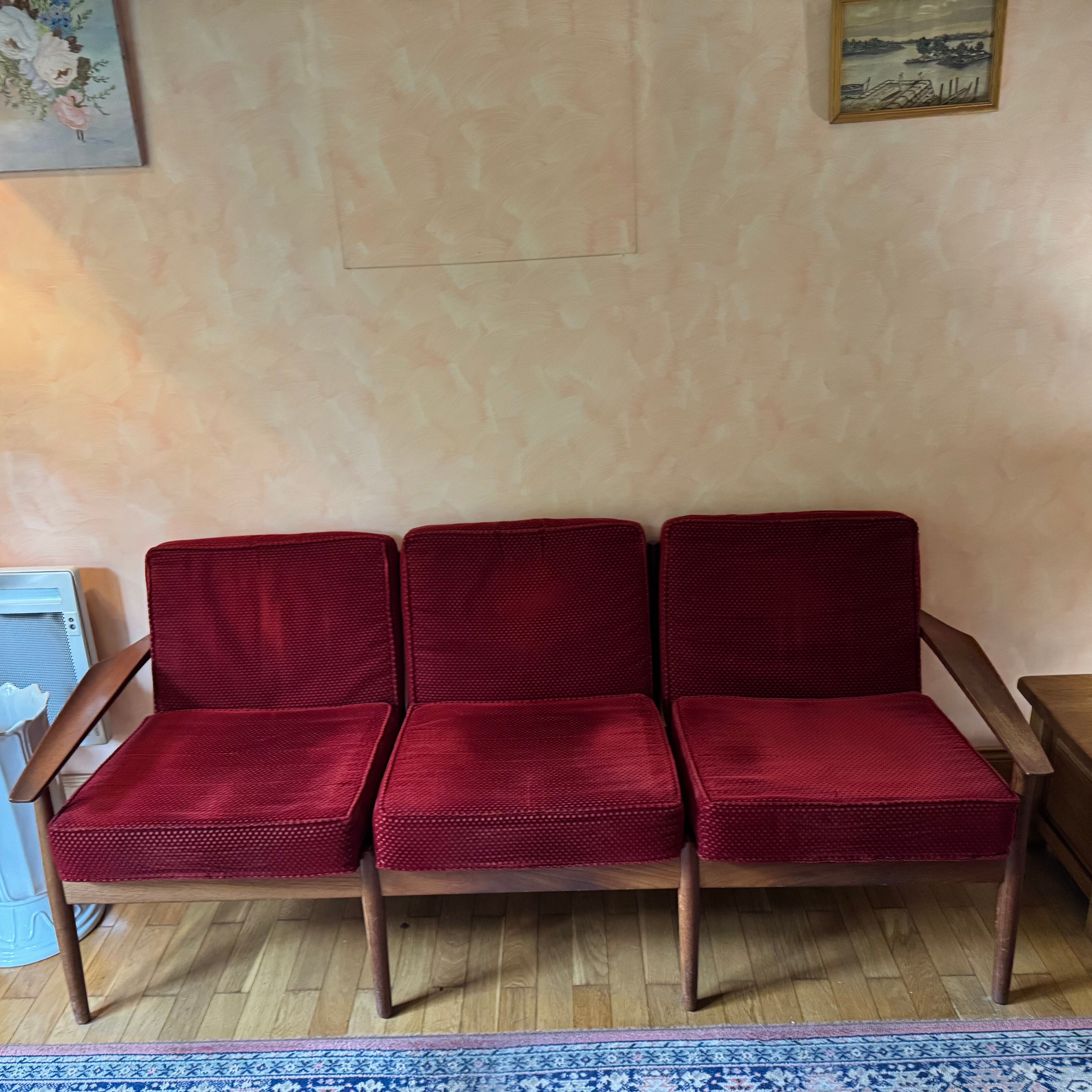 Sofa set with armchair and pouf by Arne Vodder for Glostrup.