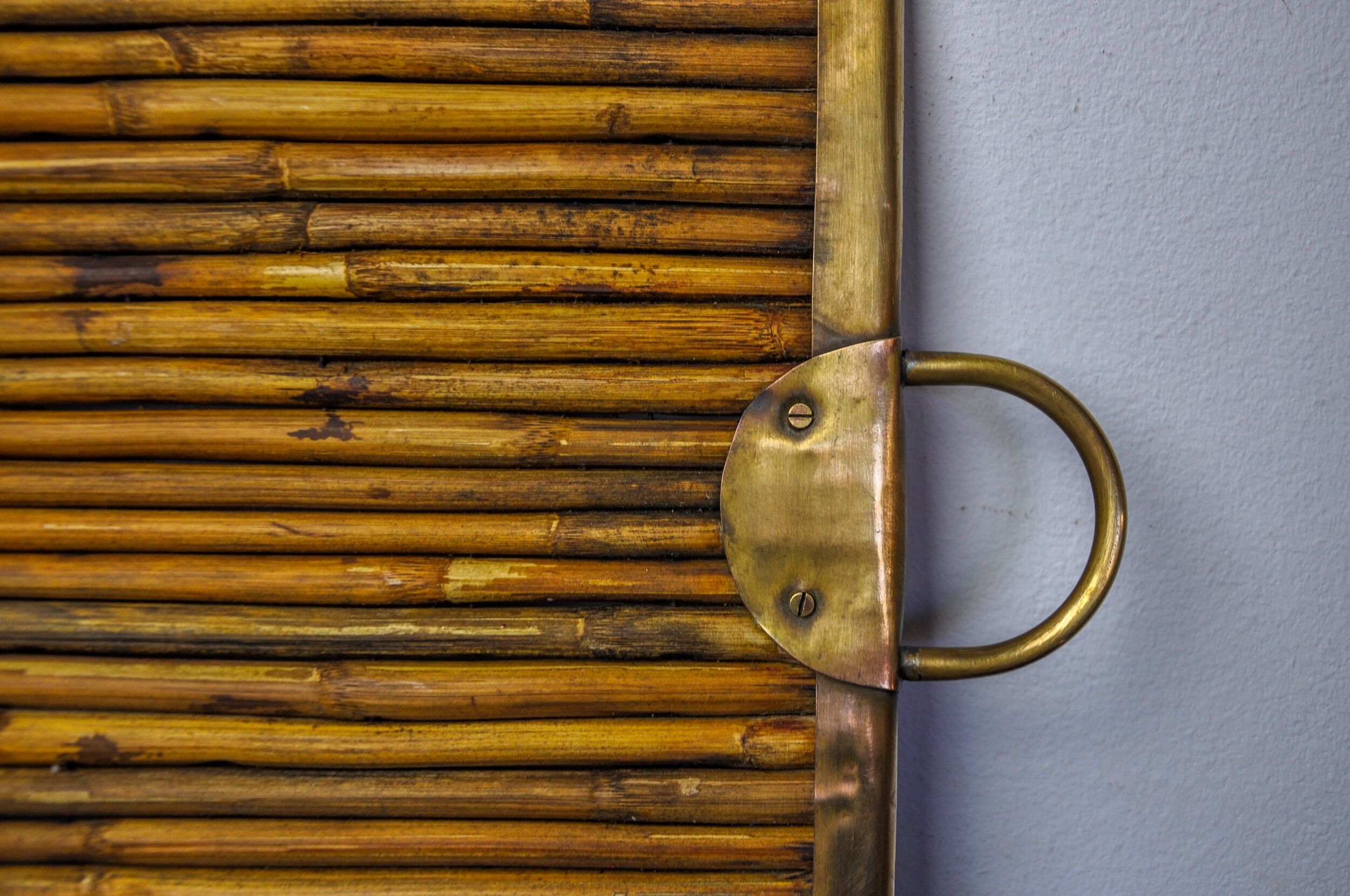 Rattan and brass top, Italy, 1970