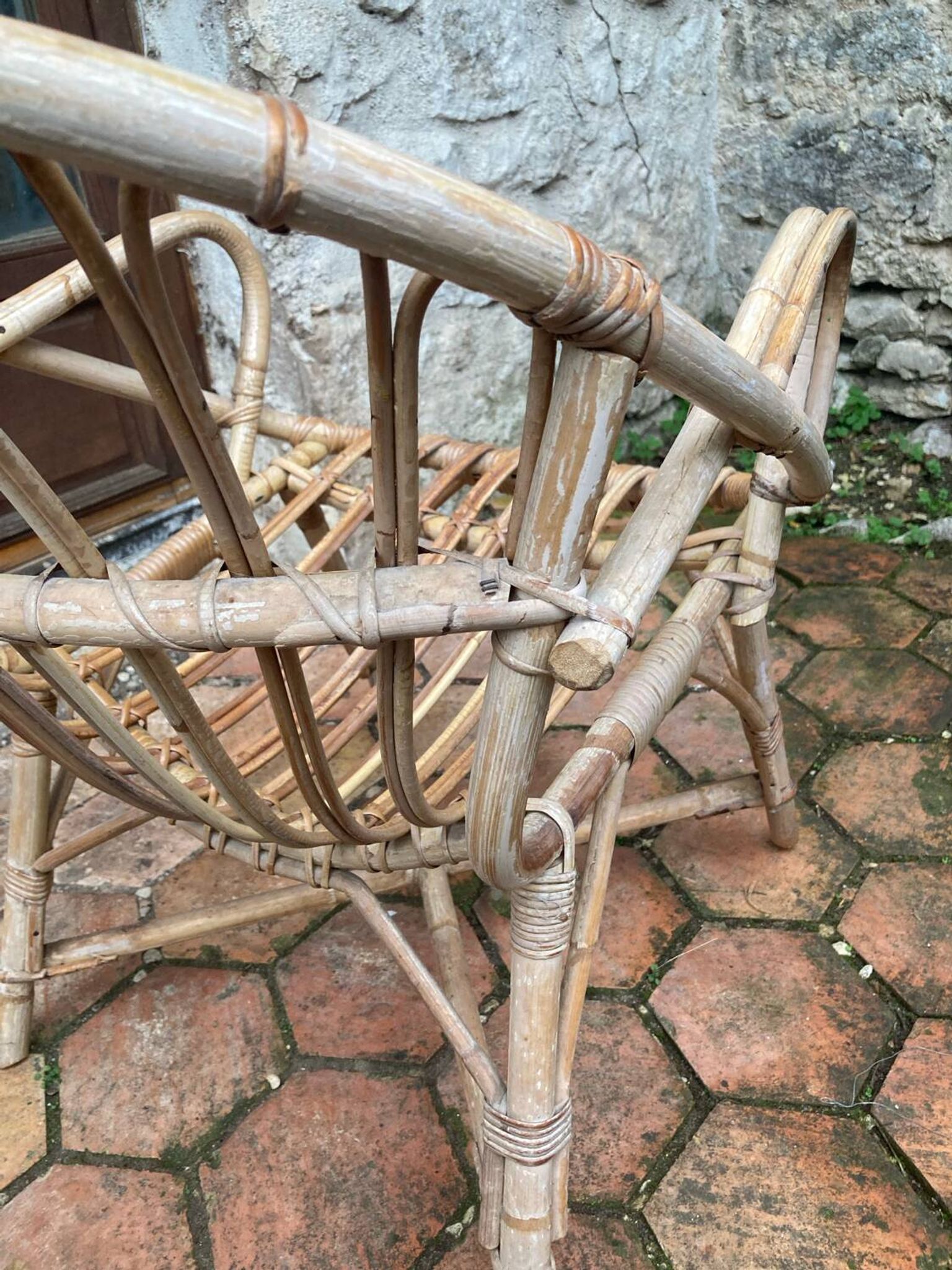 Pair of vintage rattan armchairs