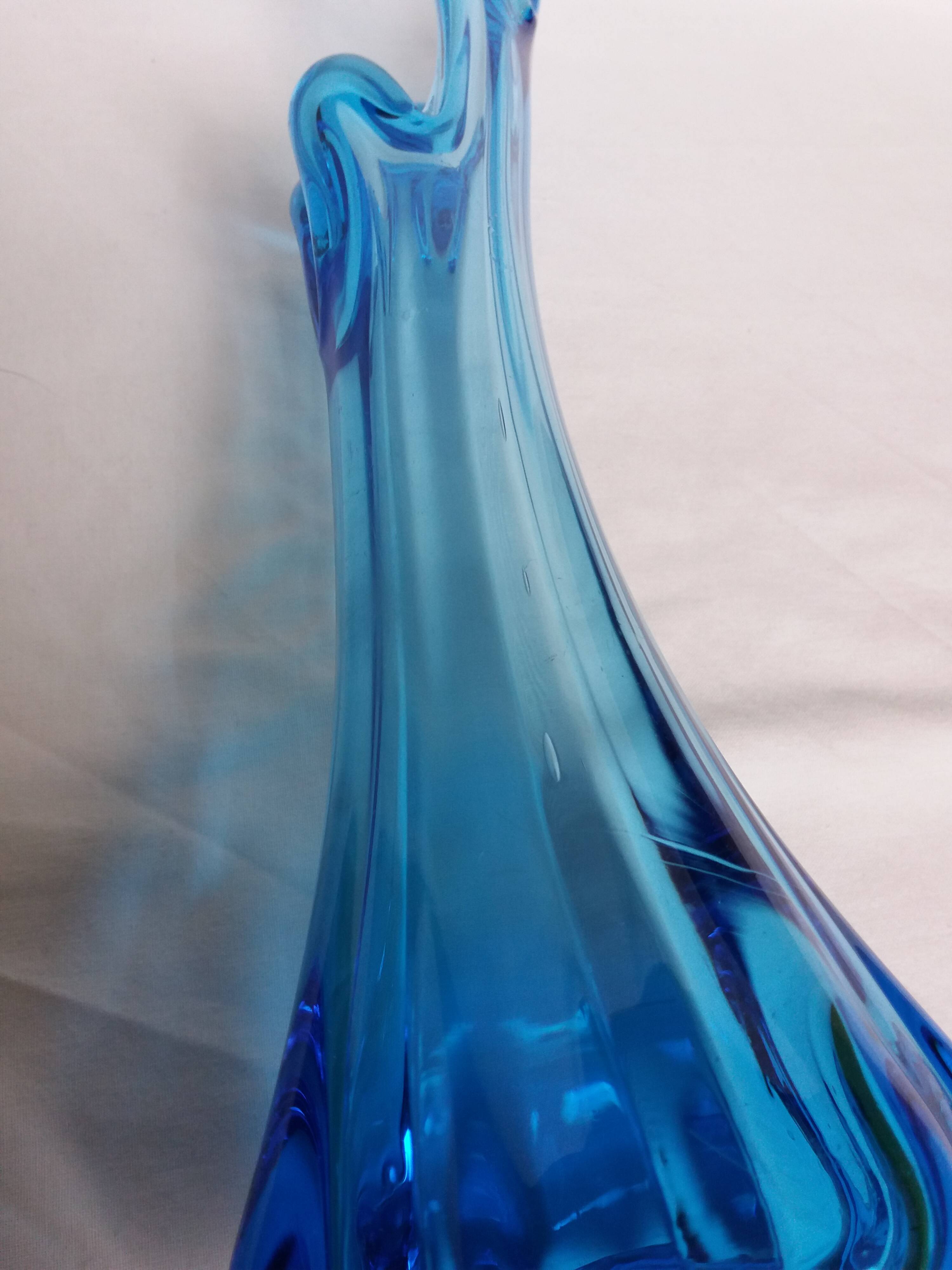 Turquoise blue blown glass vase