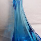 Vase en verre soufflé bleu turquoise