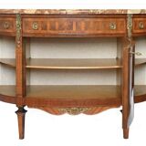 Louis XVI style half-moon marble marquetry sideboard