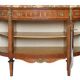 Louis XVI style half-moon marble marquetry sideboard