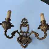 Wall lamp in gilded bronze style Louis XV baroque vintage