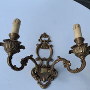 Wall lamp in gilded bronze style Louis XV baroque vintage