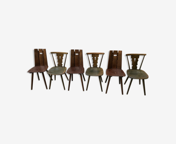 Lot de 6 chaises vintage pieds compas