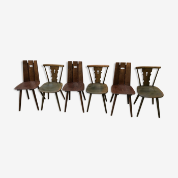 Set of 6 vintage compass feet chairs