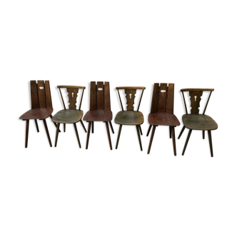 Lot de 6 chaises vintage pieds compas