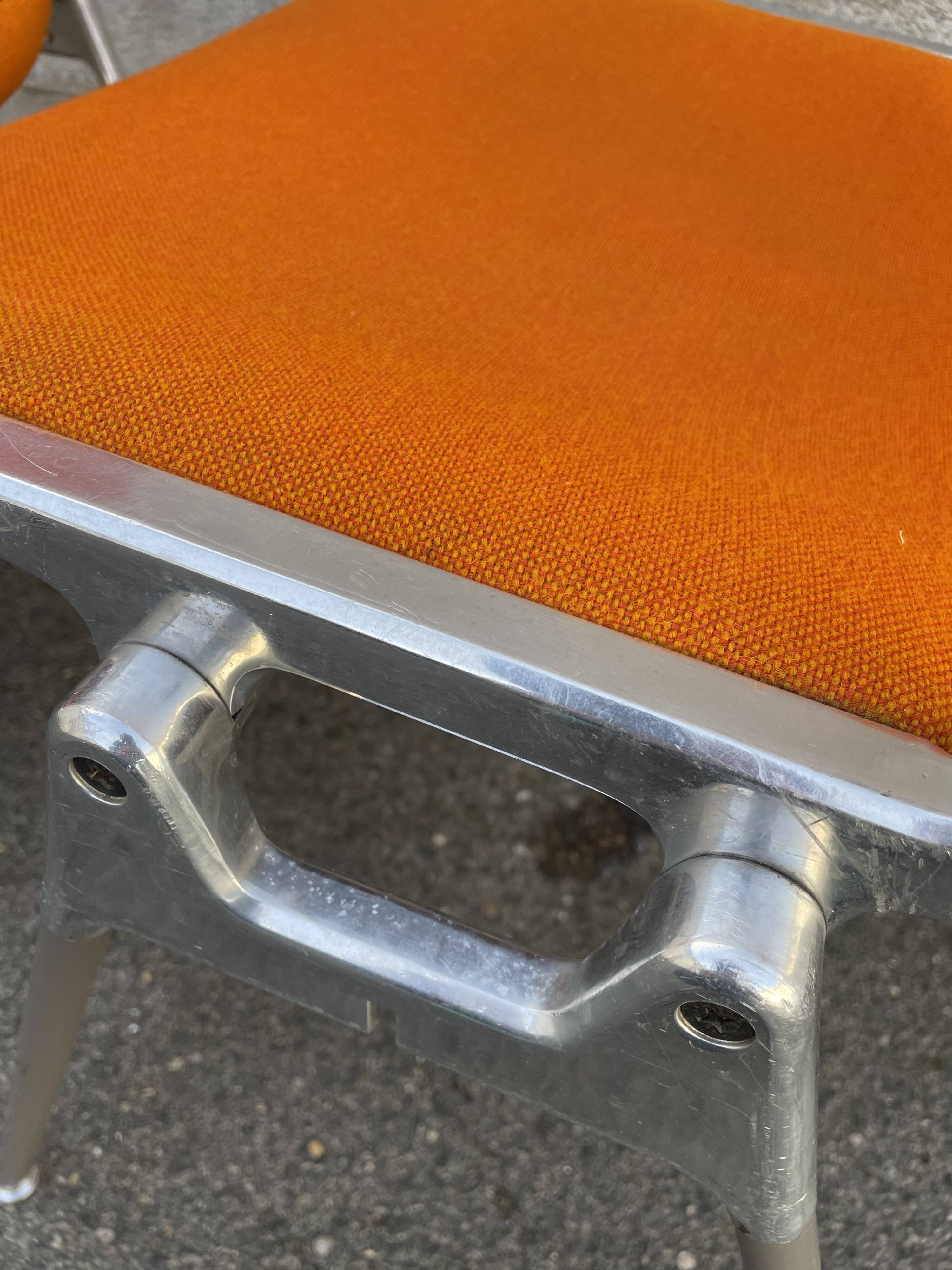 Set of 4 orange DSC 106 chairs Giancarlo Piretti for Castelli