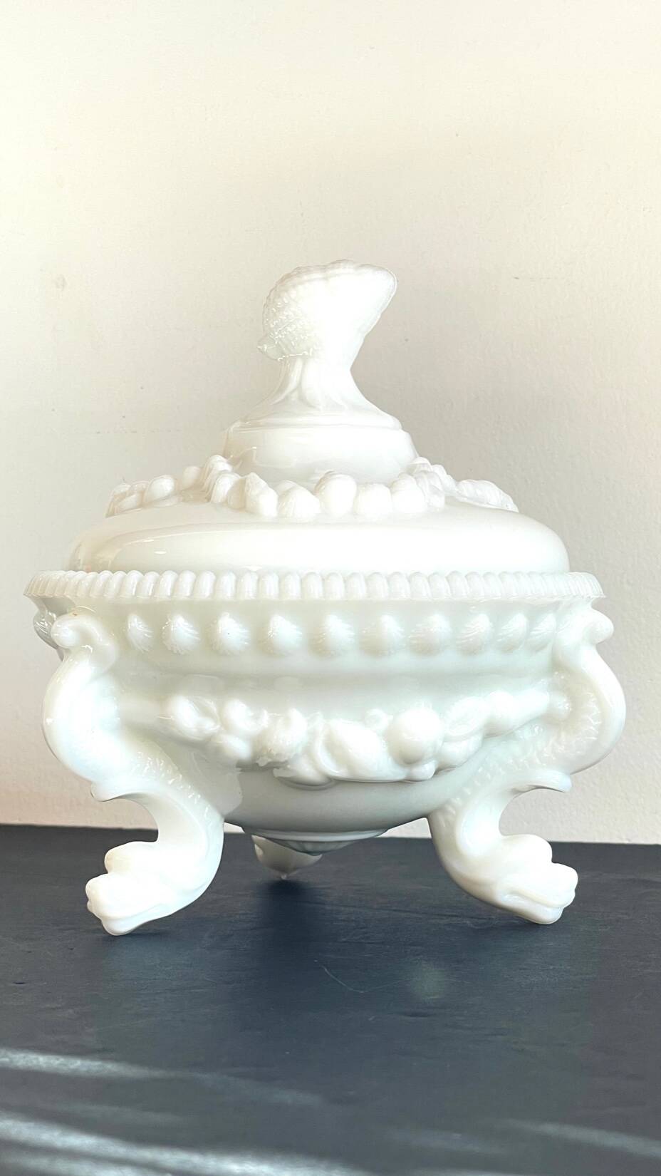 Vintage opaline glass candy dish