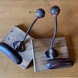 Wooden and metal coat hooks