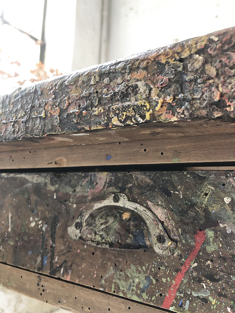 Artist studio oak draper table