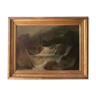 Cascade dans les Alpes, HST signée, 40 x 56,5 cm, Magaud (XIX)