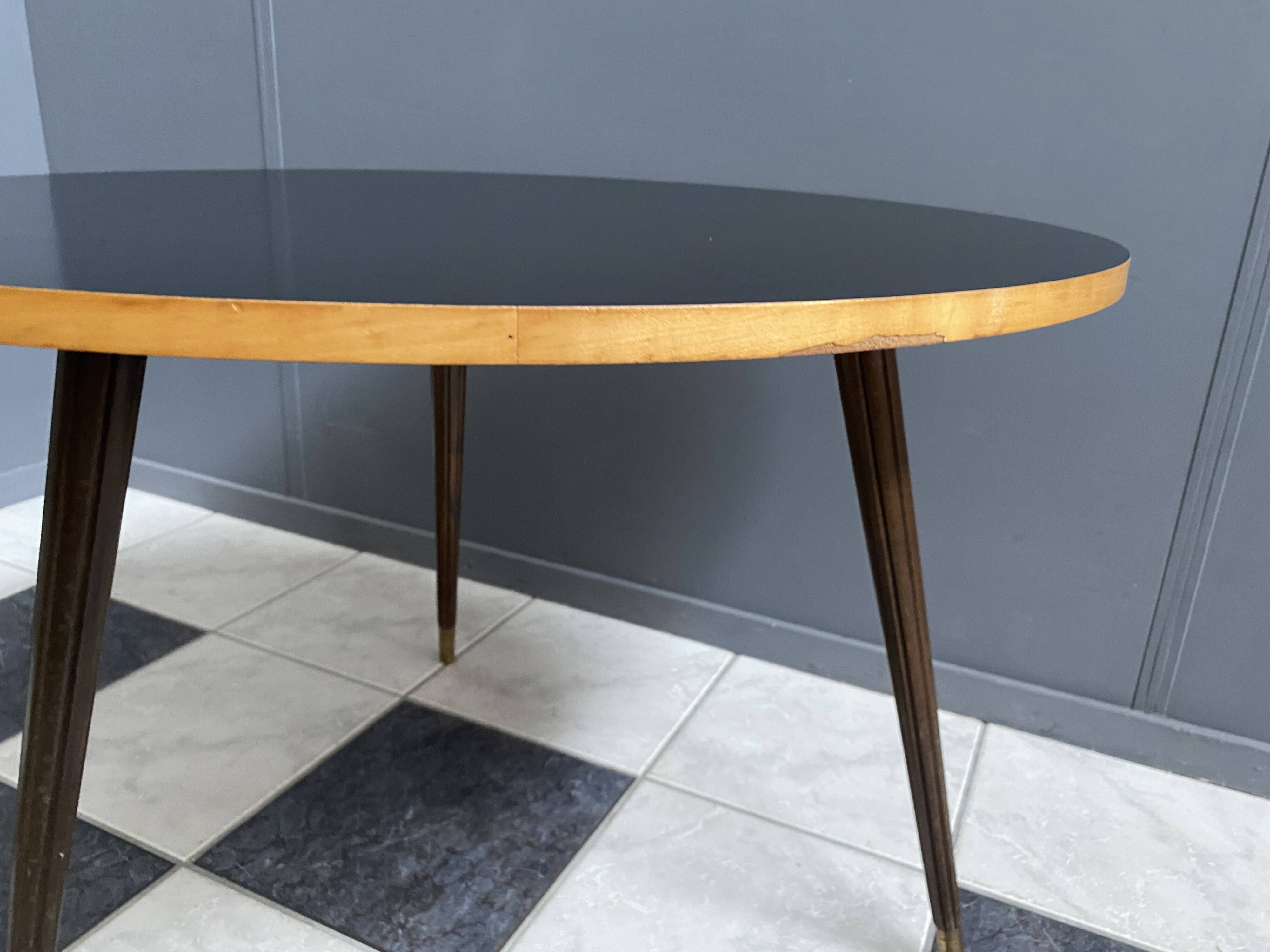 Black formica round coffee table 1960s