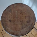 Table basse guéridon sellette vintage art déco tube métal plateau bois