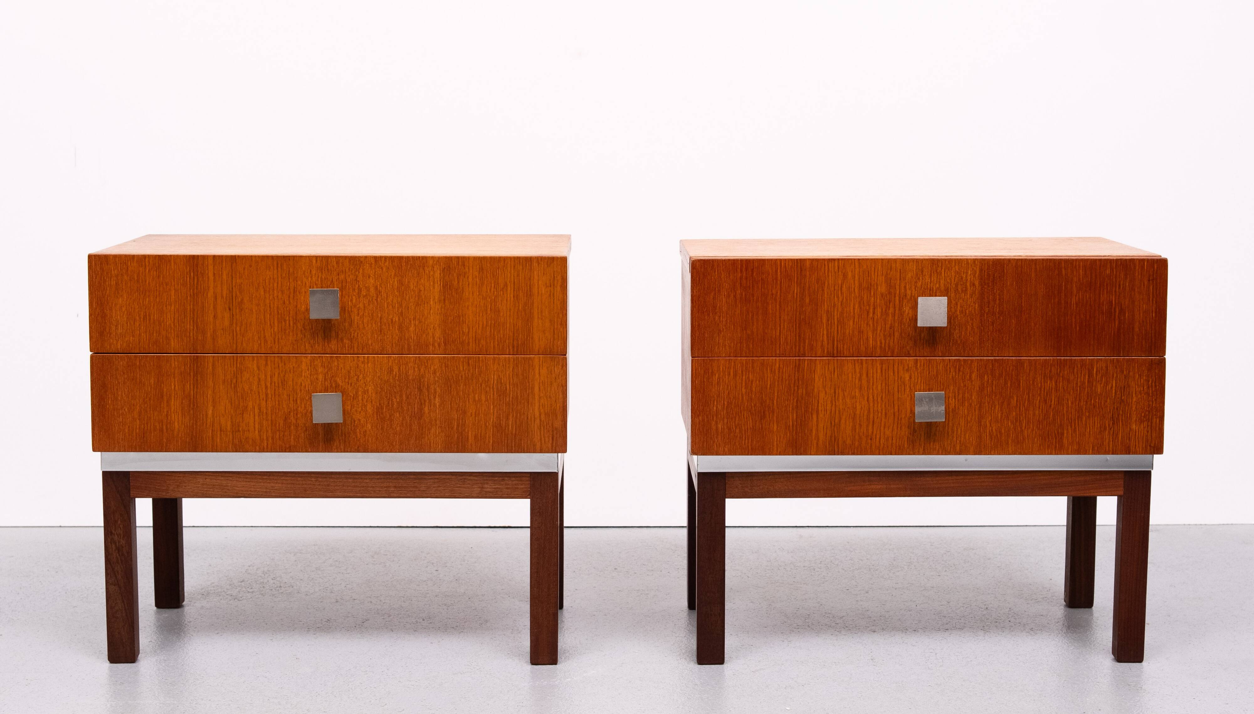 Pair of Meurop teak bedside tables 1960 Belgium