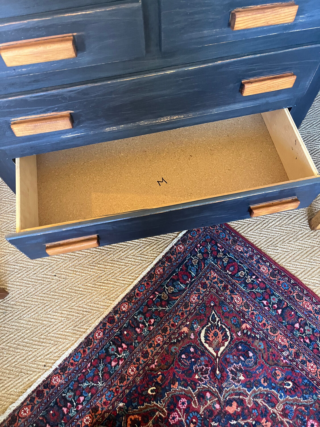 Vintage patinated black craft furniture style chest of drawers