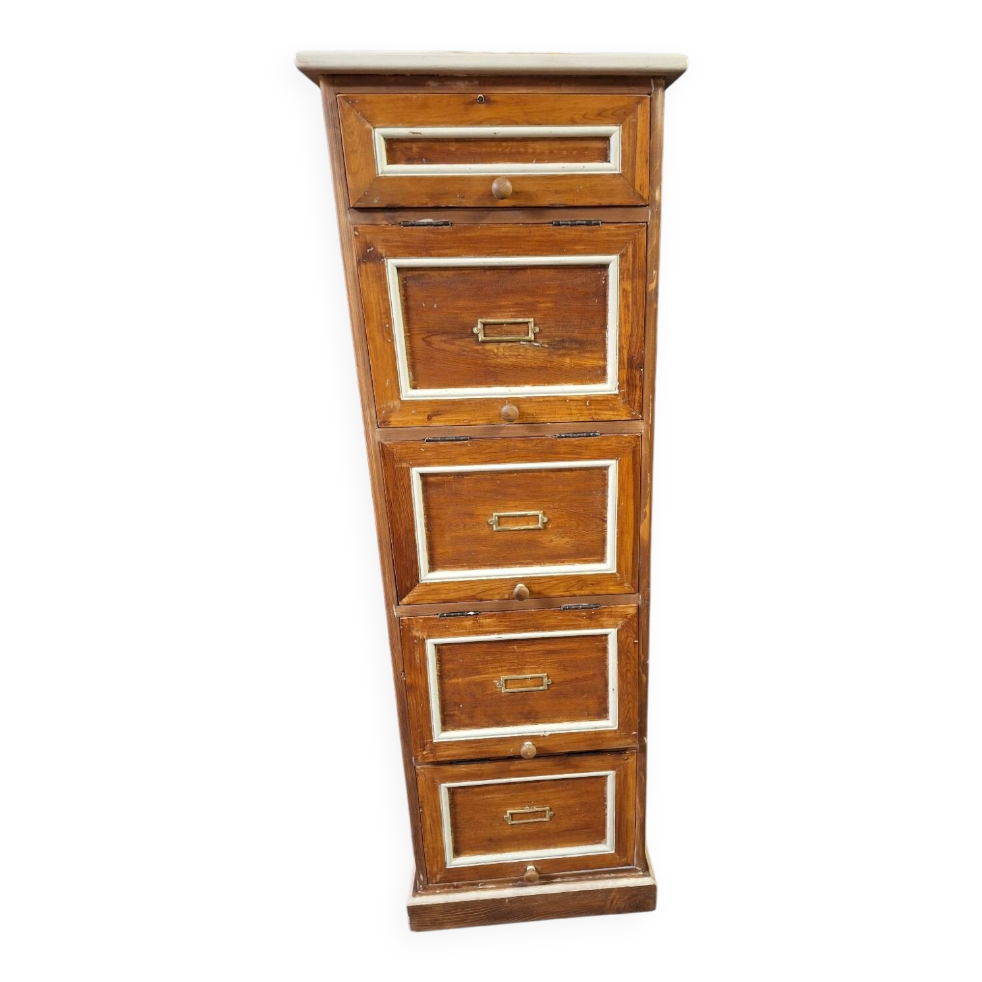 Wooden workshop cabinet with flaps