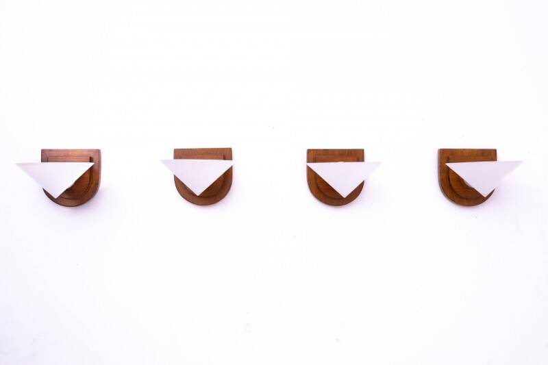 Set of four Art Deco wall lamps, Poland, 1950s.