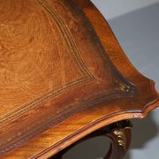 Pine desk with leather and gilding, late Victorian period around 1900.
