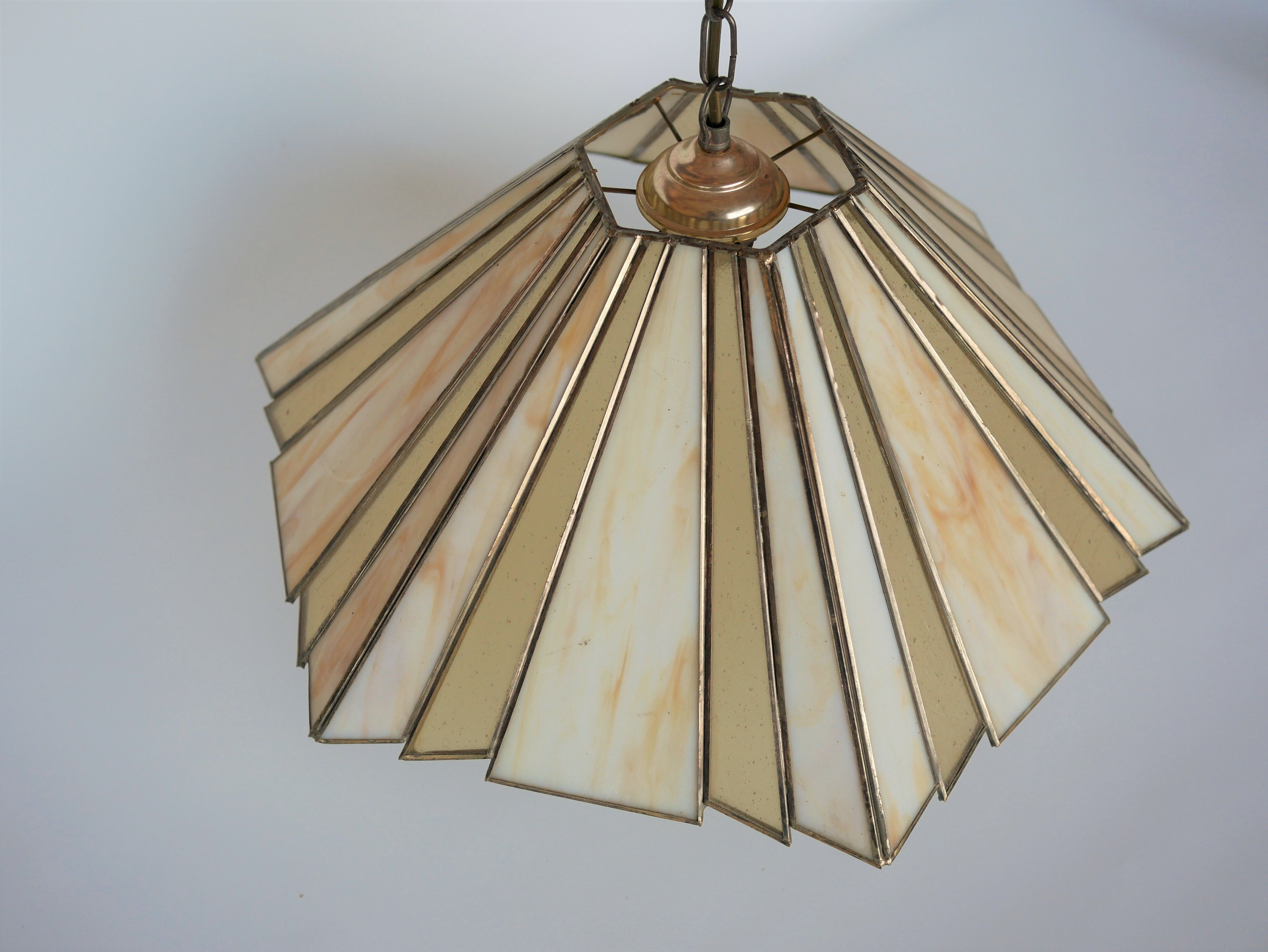 Suspension art déco vintage en verre Tiffany