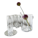 Vintage Bohemian Crystal Ice Bucket & 6 Glasses, Czech Rep. 80s